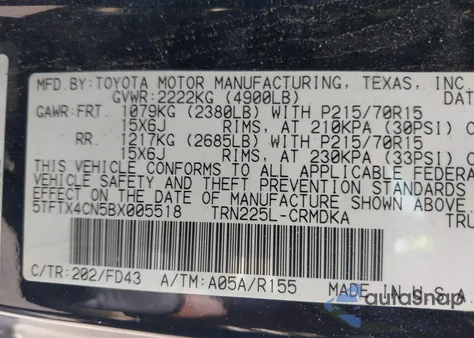 2011 Toyota Tacoma from USA, damaged, VIN 5TFTX4CN5BX005518